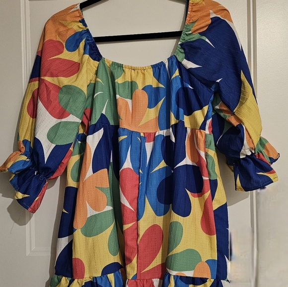 Peach Love Flowered Midi Dress sz medium - Picture 5 of 6